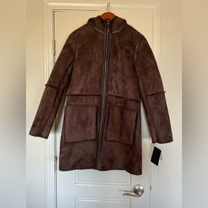 Weatherproof Women's Weathercast Hooded Heavyweight Faux Shearling Walker Jacket